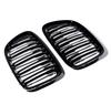 2Pcs Car Grille Double Line Front Bumper Kidney Grille Compatible For E84 X1 18i 20i 25i 28i 2009-2015 Auto Accessories