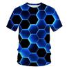 Striped Grid Mirage 3D Digital Color Printing Men's Short Sleeved T-shirt