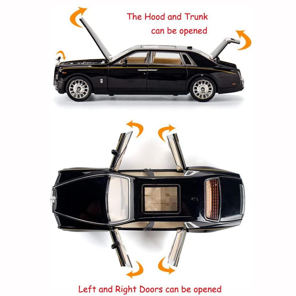 1:32 Alloy Collectible Black Rolls Royce Phantom Toy Pull Back Vehicles Diecast Model Car