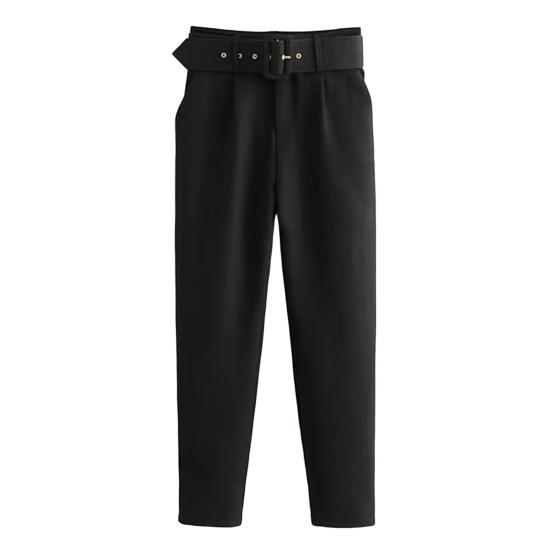 Женские брюки Yousheng, прямые, с высокой талией, длинные брюки с карманами, однотонные повседневные рабочие брюки