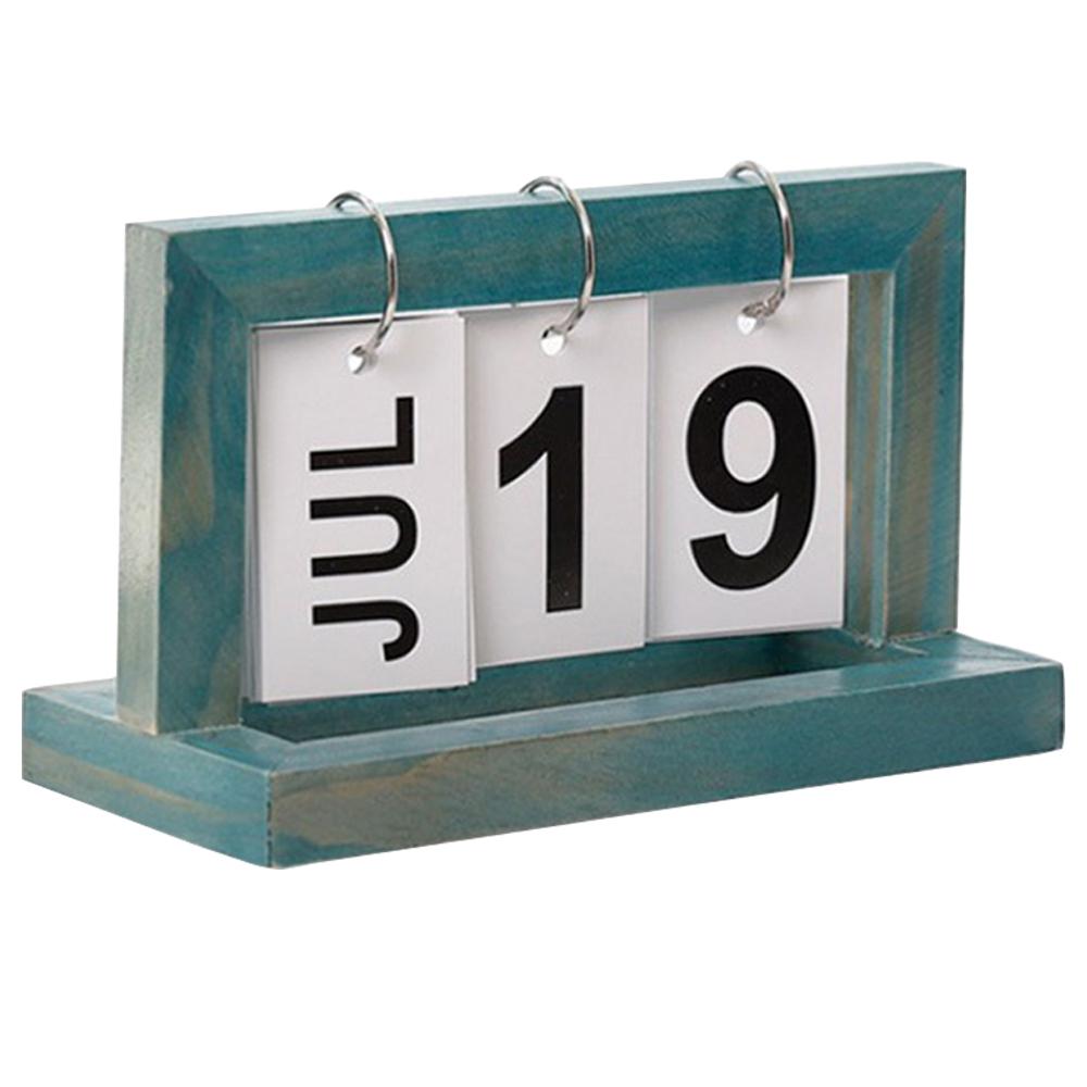 Vintage Design Perpetual Calendar Wooden Home Office Desk Decoration Gift
