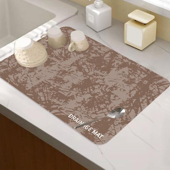 Коврик для сушки посуды для кухонной стойки. Нескользящий абсорбирующий коврик для слива. Экологичный термостойкий коврик для сушки посуды для раковин.
