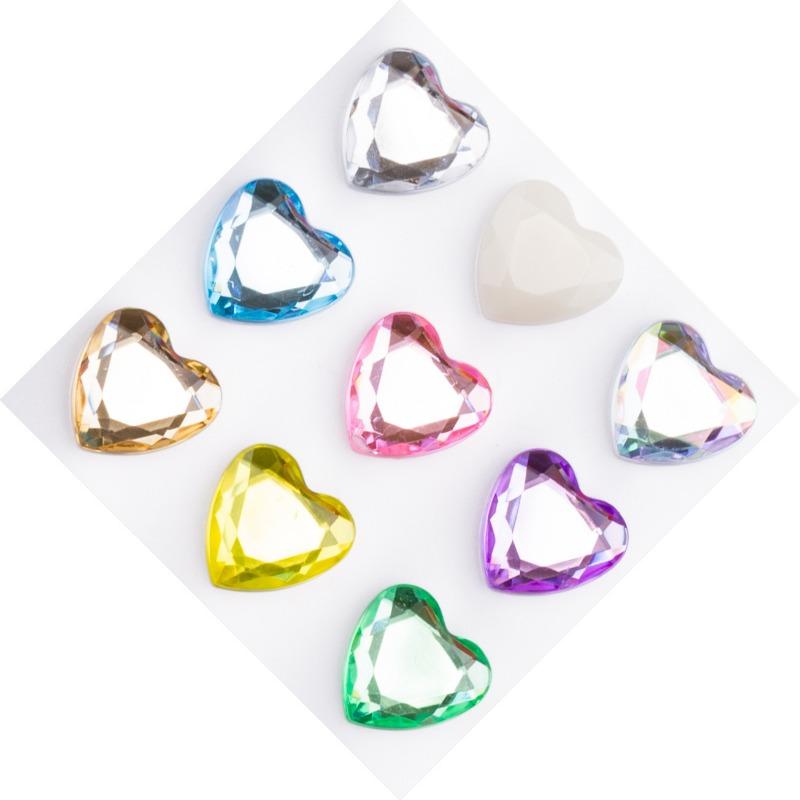 3D Acrylic Diamond Crystal Stickers Love Heart Face Gems Stickers for Party Show DIY Crystal Rhinestone Temporary Tattoos 4/18mm