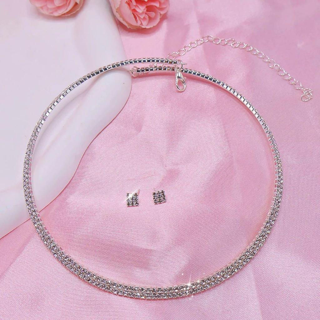 Элегантный межконтинентальный свадебный набор из страз: колье и серьги