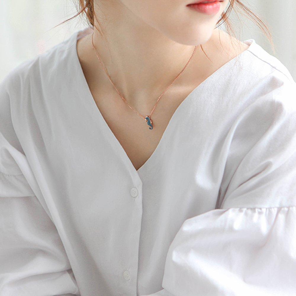 J.Lauren 01N0591 Seahorse Turkey Cubic Rose Gold Necklace