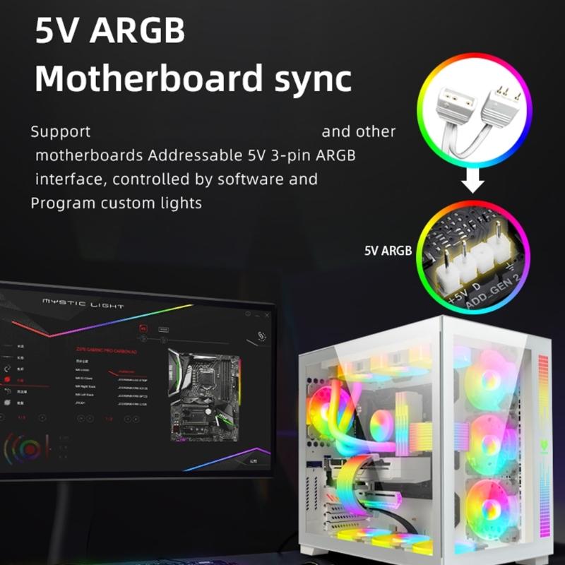 Гибкий силиконовый 8-контактный кабель питания GPU ARGB световые полосы 5V3Pin адресуемая синхронизация для игровых ПК аксессуары для корпуса