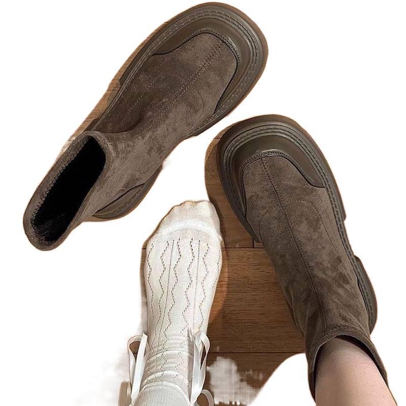 Женские ретро ботинки Мартин в британском стиле на толстой подошве, на массивном каблуке, увеличивающие рост, короткие ботинки для осени и зимы.