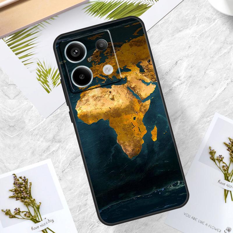 Africa Map Case For Xiaomi Redmi Note 14 Pro 12 11 10 13 15 Pro Plus Redmi 15 14C 10C 12C 13C 15C Cover