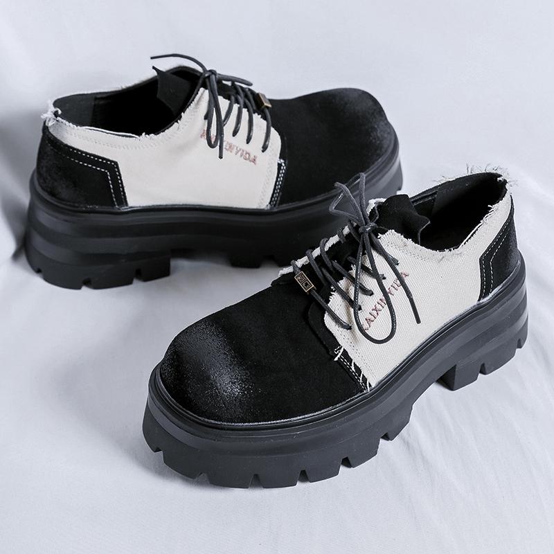 Осенние туфли-оксфорды на толстой подошве в британском стиле, мужские деловые туфли на шнуровке с круглым носком, кожаные туфли на платформе, повседневные туфли дерби