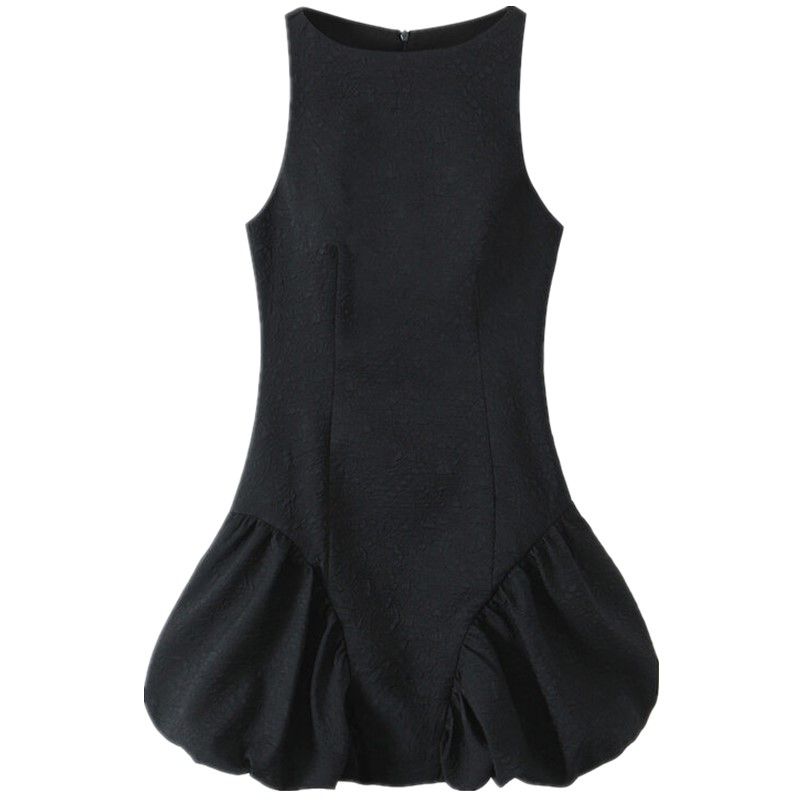 Fashion Style 2024 Fall and Winter New Women's Clothing Easiest for Match Wide Swing Round Neck Sleeveless Short Version Dress 3152218