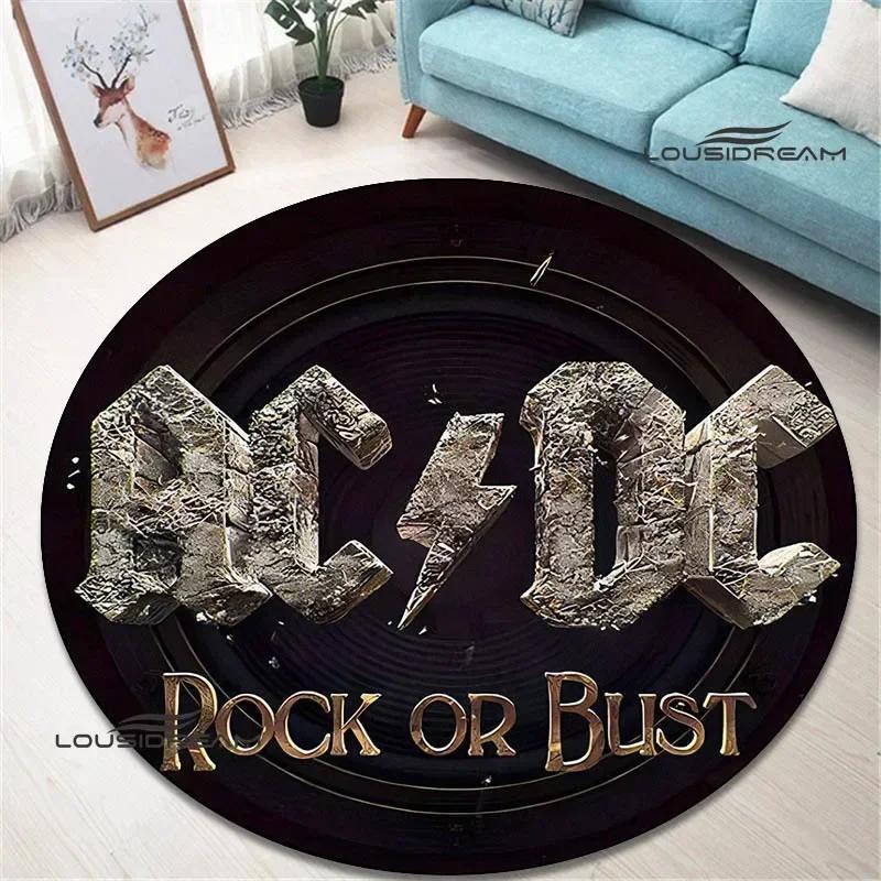 Rock band AC/DC retro printed round carpet bedroom beautiful carpet non -slip door pad floor mats area rug birthday gift