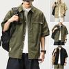 Men Shirt Solid Color Hip-hop Cool Young Style Buttons Loose Type Single-breasted Cardigan Lapel Summer Shirt Men Clothes