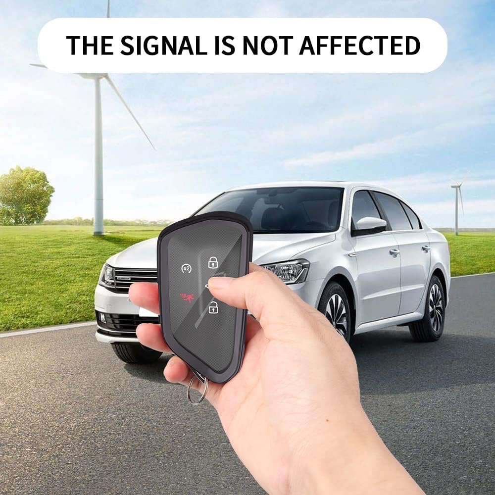 Чехол для ключа Volkswagen QBUC с брелоком, Автомобильный чехол для ключа подходит для VW ID.4 ID.6 MK8 Golf GTI Atlas Cross Sport 2025 Tiguan (черный)