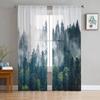 Forest Summer Simple Gradient Bedroom Transparent Sheer Curtains Holiday Decoration Window Voile Tulle Curtain