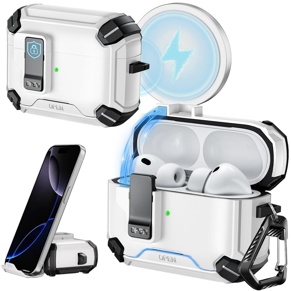 Прозрачный чехол для AirPods Pro 3, чехол-подставка для телефона с предохранителем, конструкция крышки с автоматическим открыванием, с крышкой для чистящего карандаша для AirPods Pro 3