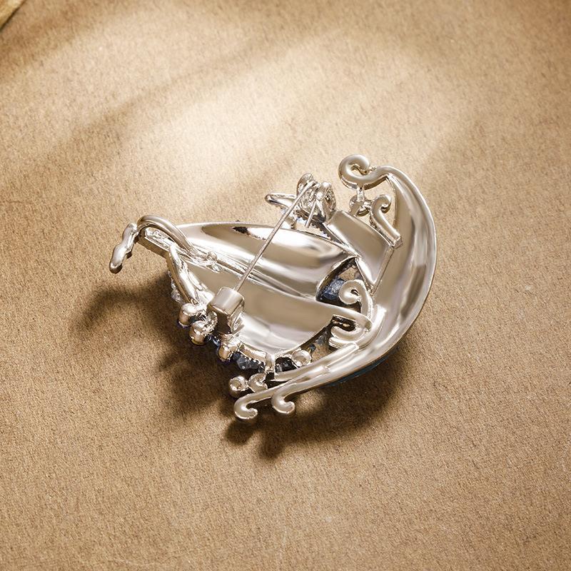 Blue crystal sailing ship brooch for ladies and gentlemen, coat pin, accessory for decoration