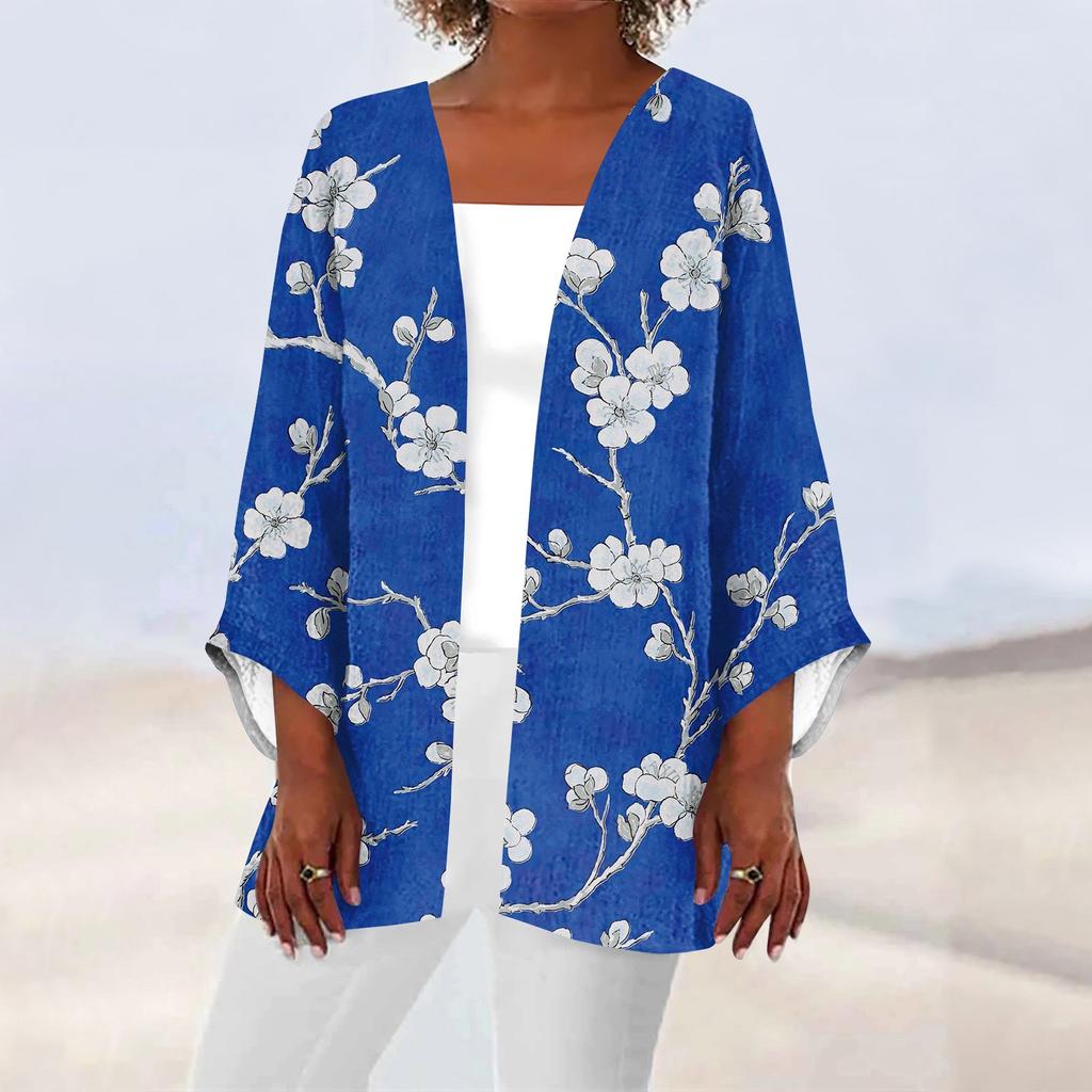 Женская повседневная модная легкая куртка средней длины с принтом в стиле ретро, ​​кардиган