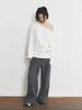 HALF DEVIL US Long Sleeve Shoulder Cut-Out T-Shirt_Ivory