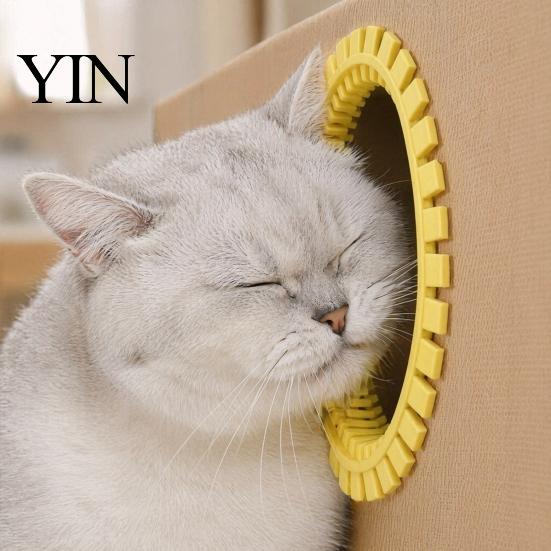 Self Groomer Cat for Cardboard Boxes, DIY Grooming Brush Tunnel Toy Ring, Hands-Free Massage Comb House Door Hole Hair Reduction