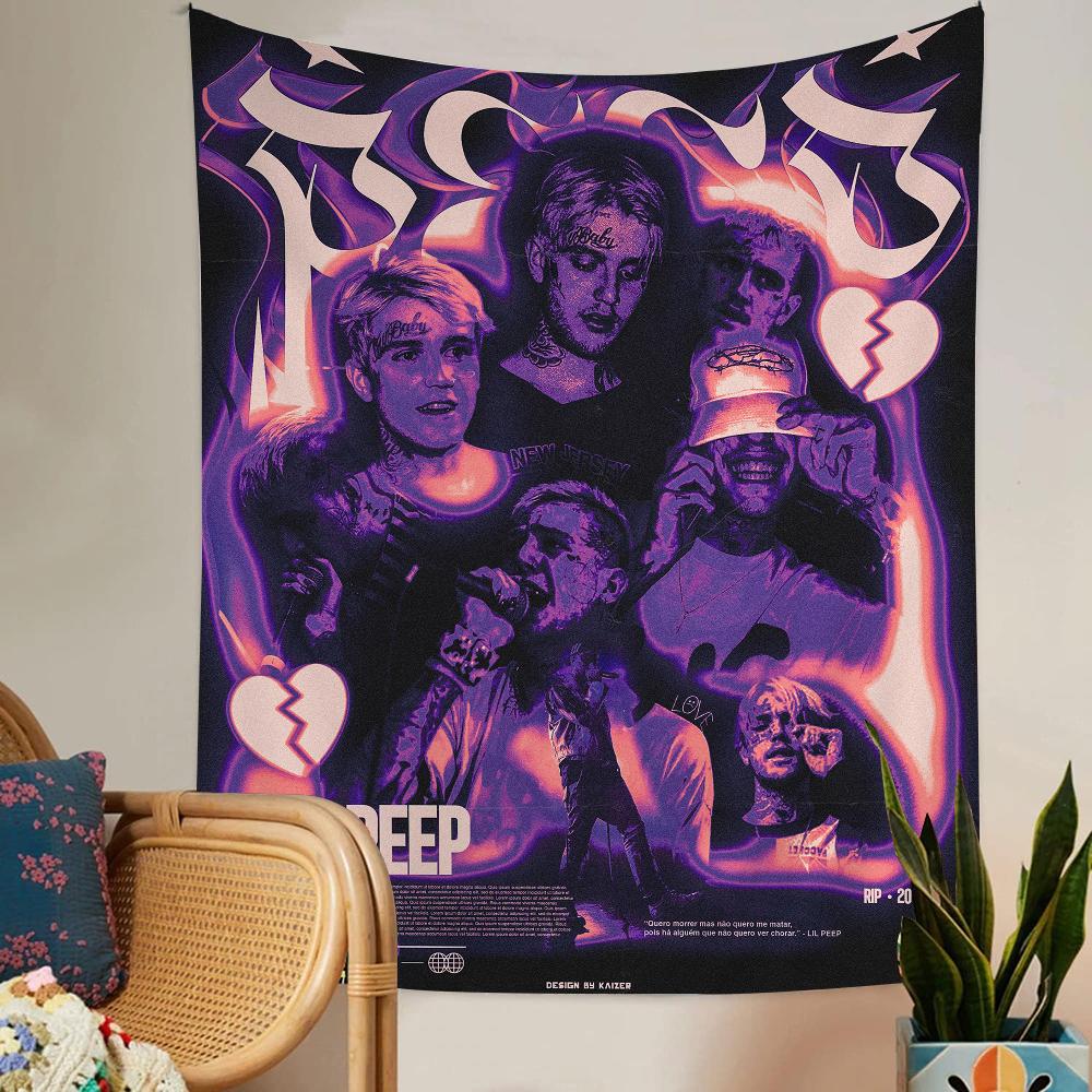 Певец Lil Peep Гобелен Искусство Печать Искусство Научная Фантастика Комната Домашний Декор Домашний Декор