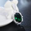 925 Sterling Silver Emerald Clear Lotus Pendant Necklace  Wedding Zircon Jewelry