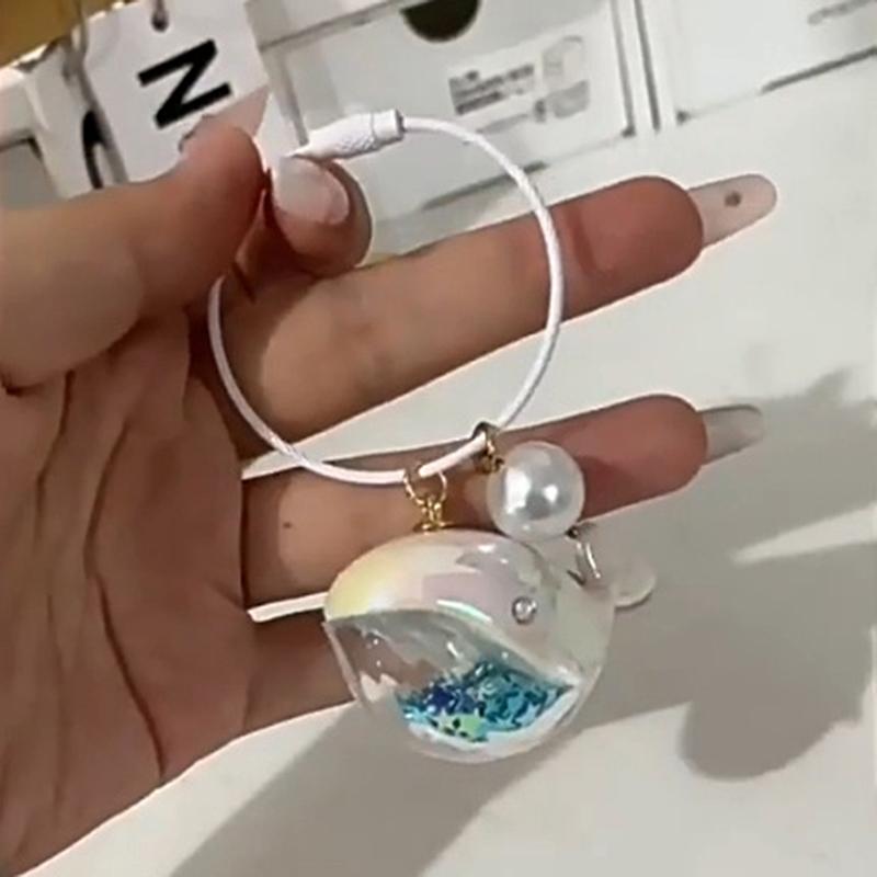 1 шт., детский подарок на день рождения для девочек, мультяшный цветной лазерный брелок в виде кита для женщин, сумка, подвеска, ПВХ, морское животное, автомобильный брелок