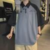 2023 Summer Trendy Men's Youth Harajuku-Style Loose POLO Shirt with Five-Point Sleeves