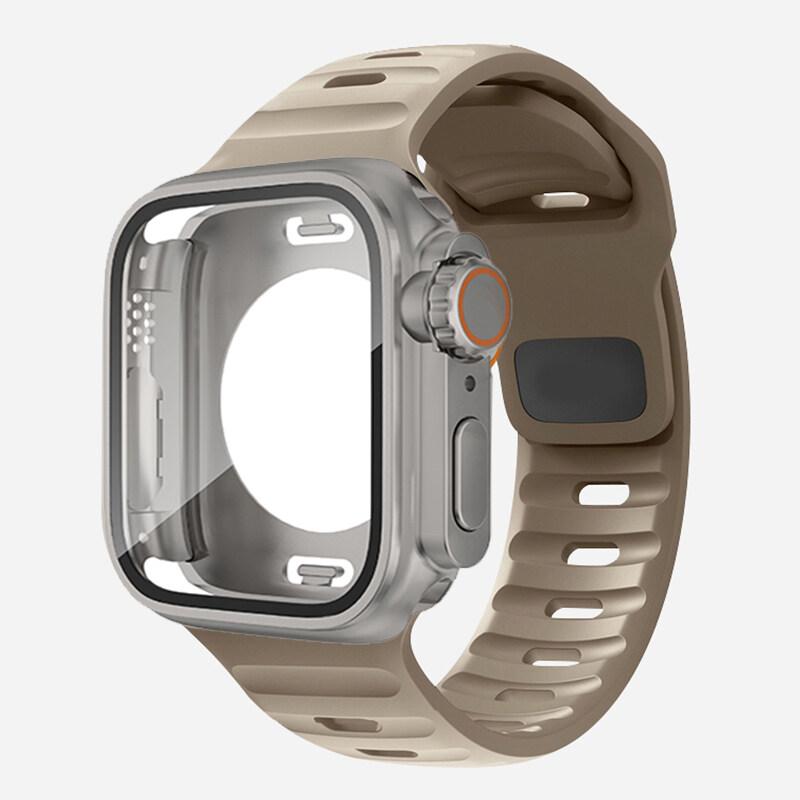 Водонепроницаемый чехол 360 + силиконовый ремешок для Apple Watch 9 8 7 Обновление внешнего вида ремешка Ультра 49 мм Iwatch Серии 8 7 6 SE 5 4 3 2 1