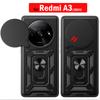 Funda для Redmi A3 Чехол Slide Camera Lens Protection Armor Ring Stand Защитный чехол для Xiaomi Redmi A3 Противоударный чехол