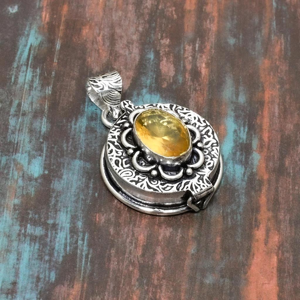 Цитрин, драгоценный камень, подвеска из стерлингового серебра 925 пробы ручной работы для женщин