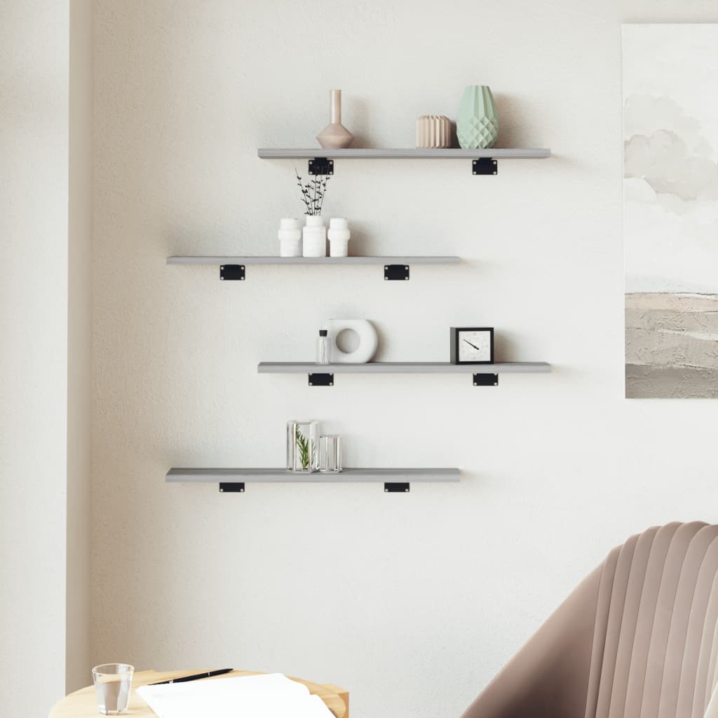 Wall Shelves 4 pcs Grey Sonoma 60 x 10 x 1.5 cm engineered wood