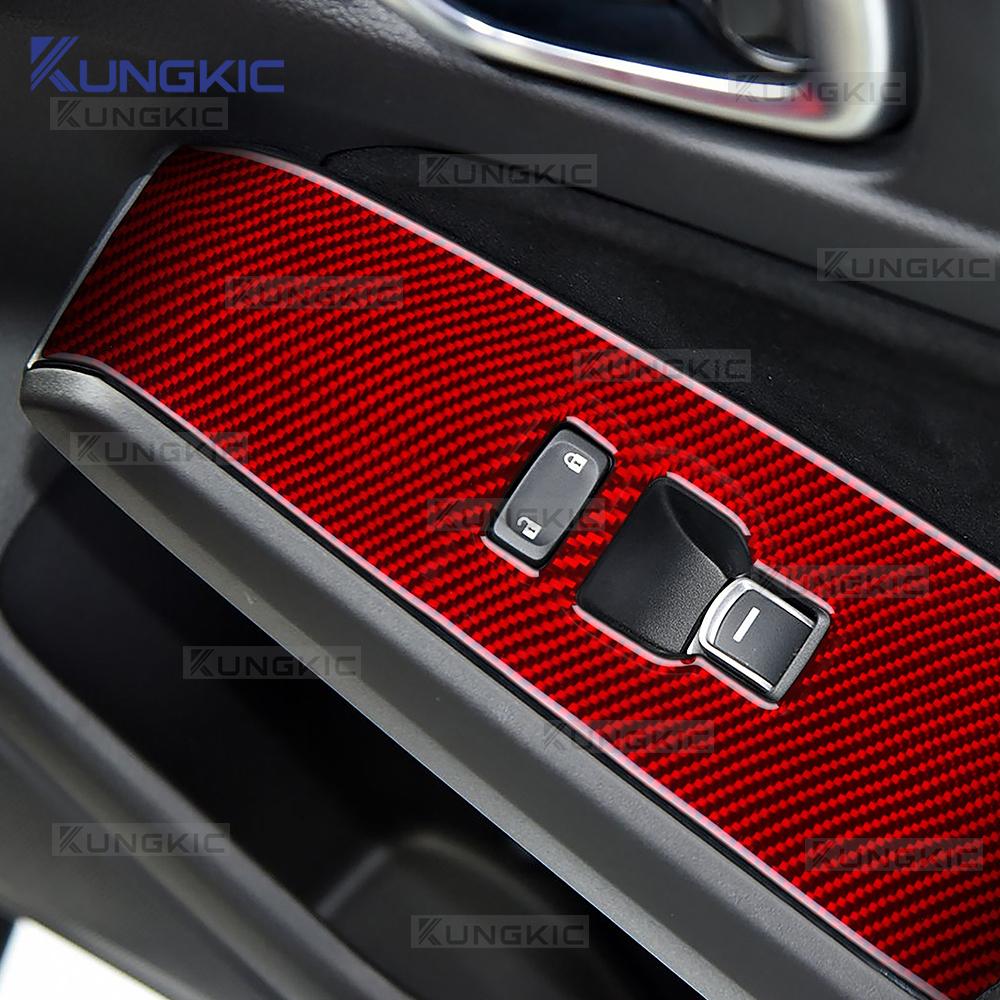 Real Soft Carbon Fiber Sticker For Honda Civic Type R 11th FL5 2022 2023 2024 2025 Car Window Lift Button Frame Panel Trim X12