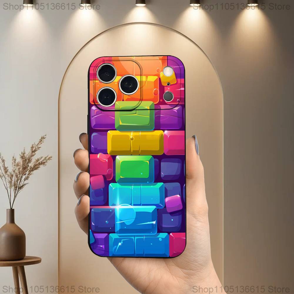 3D Художественный Блок Крутой Чехол Для Телефона Для iPhone 17,16,15,14,13,12,11 Plus,Pro Max,XS,X,XR,SE,Mini,8,7,Мягкий Силиконовый Черный Чехол