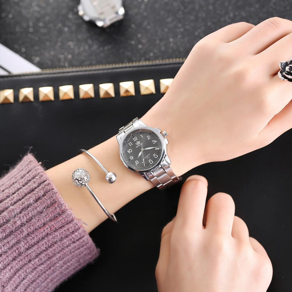 Fashion Women Stainless Steel Love Analog Quartz Round Wrist Watch