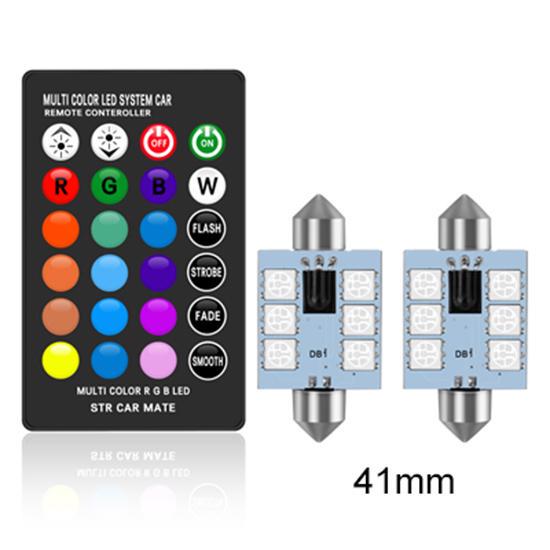 C5W LED RGB Festoon 31mm 36mm 39mm 42mm Car Interior Lights with Remote Control Multicolor Dome Light Reading Lamp Auto 12V