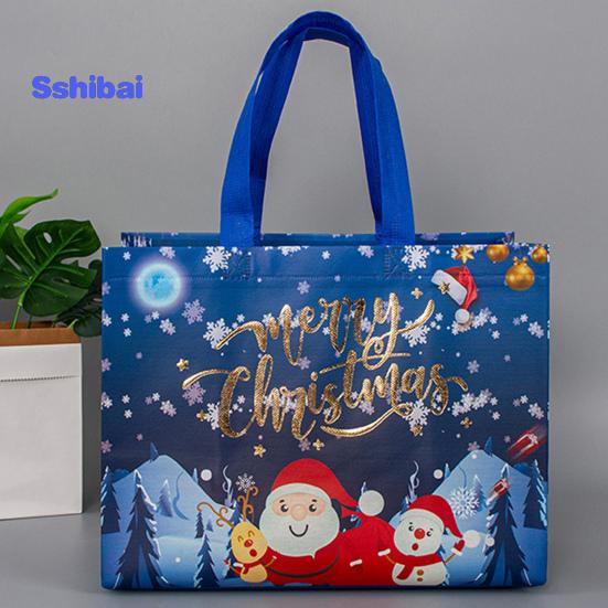Рождественский подарочный пакет Санта-Клаус Снеговик Дизайн большой емкости с двойной ручкой из нетканого материала Подарочная упаковка для конфет
