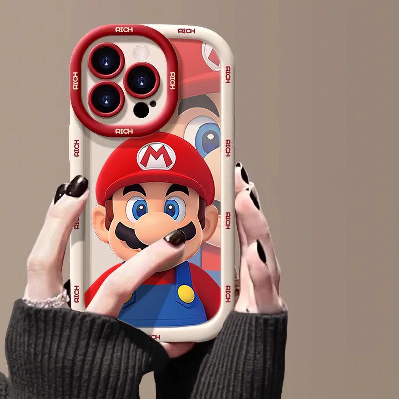 Super Mario Print Phone Case, Soft TPU Shockproof Cover for iPhone 17/16/15 Pro Max