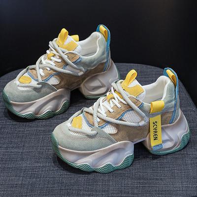 2025 новые кроссовки на толстой подошве в стиле «папиных», женские, с внутренней высотой, популярные в интернете, взрывная модель, повседневные, универсальные, модный стиль, на шнуровке, студенческие