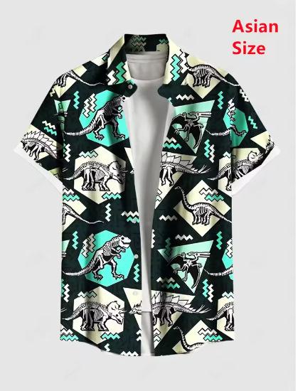 Summer Men's Coconut Tree Shirt Short Sleeve Top Casual Hawaiian Shirt Turning Casual Shirt Button On