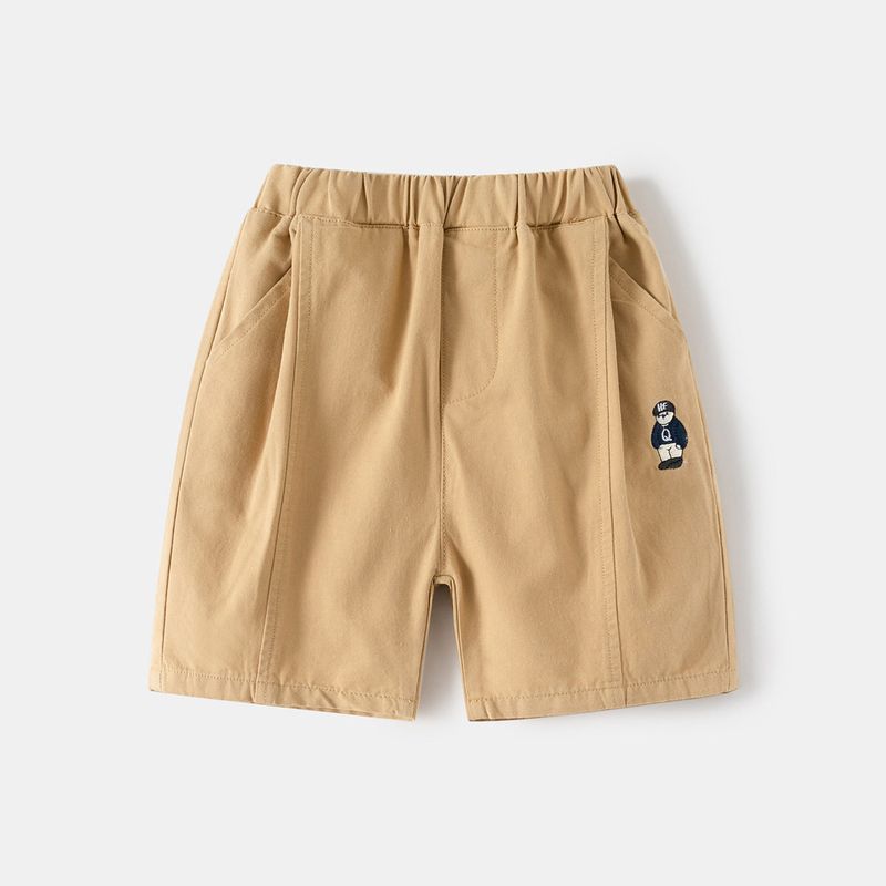 Boys' Cropped Pants Summer Kids Cartoon Embroider Bear Shorts Baby Boy Bermuda Shorts K-style Kids Pants