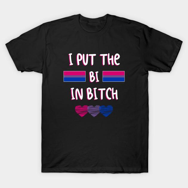 Men Black Print T-shirt Super Large TShirt I Put the Bi In Bitch Funny Bisexual Flag Lgbt Pri No-Cut Transfer Paper Print Cotton Tshirt