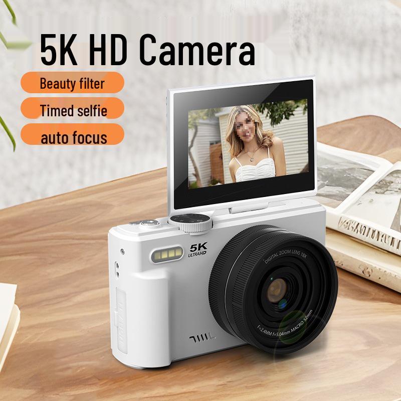 3-inch Flip Screen WiFi Beauty HD Camera, 75MP, 5K Video, 18x Zoom