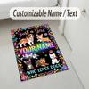 Dog Theme Crystal Velvet Rug Personalized Custom Name Text Soft Floor Mat Home Decor