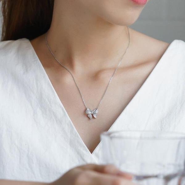 Новое модное элегантное женское ожерелье с бантом и бриллиантами, помолвочное ожерелье для женщин, простое ювелирное украшение на годовщину свадьбы