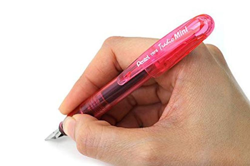 Pentel Trfs Tradio Mini Fountain Pen Medium Nib Pink Body Blue Ink - - -