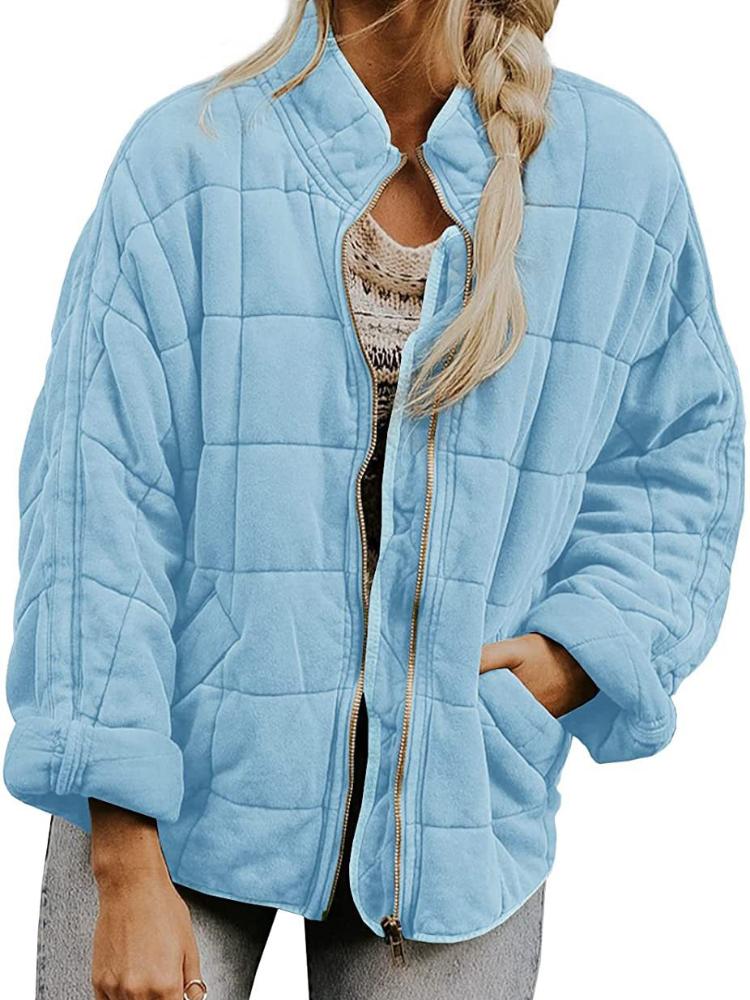 Women's Quilted Puffer Jacket with Multiple Colors, Lightweight Warm Coat, Casual Outerwear for Autumn Winter