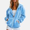 European and American golden velvet hooded sweater autumn and winter loose zipper cardigan jacket casual top