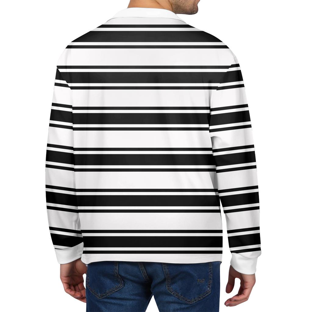 Мужские повседневные топы с длинными рукавами на пуговицах с полосатым принтом