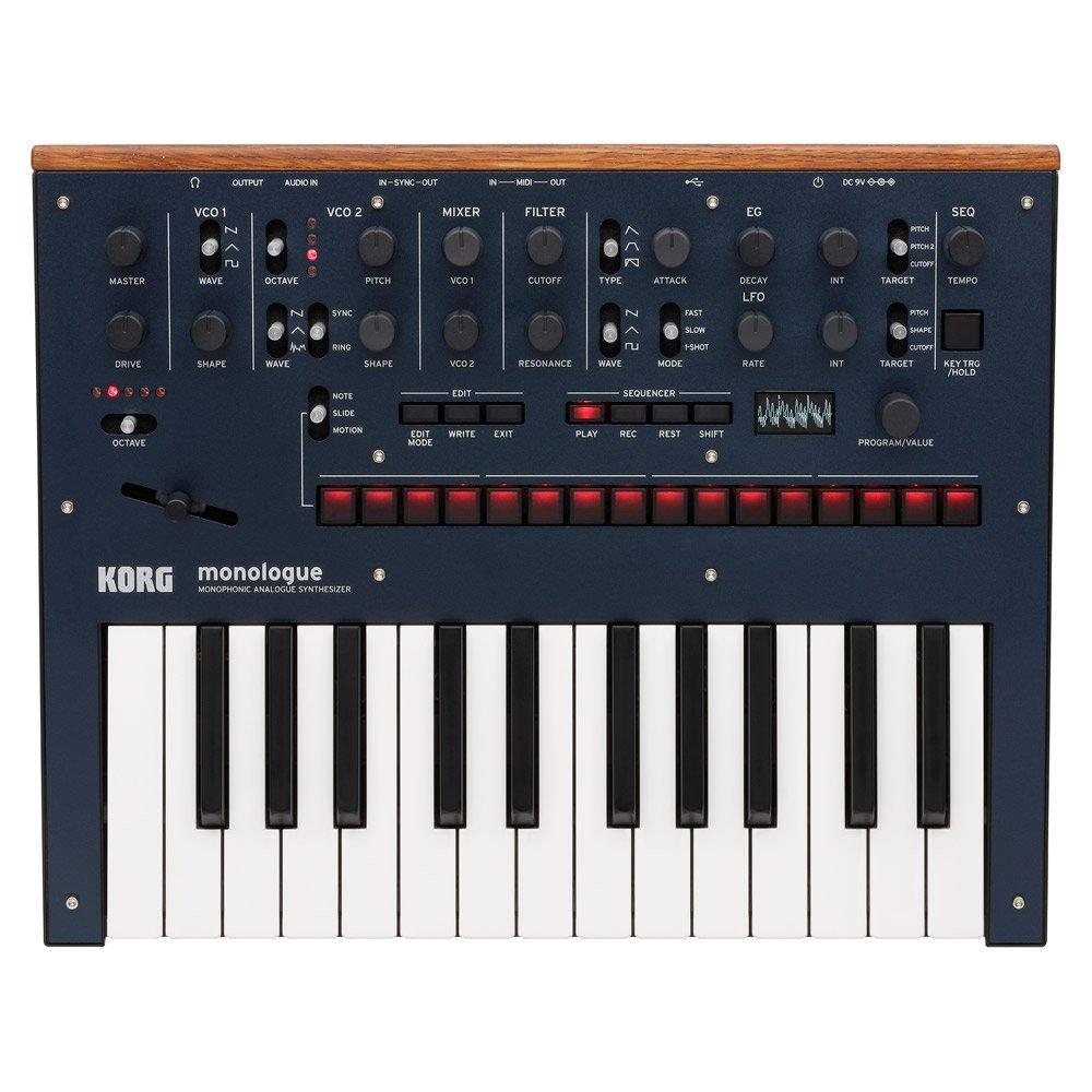 KORG monophonic analog synthesizer monologue BL 25 ideal for dark blue keys, 16-step sequencer, built-in oscilloscope, battery-powered, lightweight