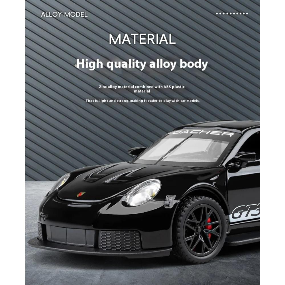 Модель легкосплавного автомобиля Porsche GT3 RS в масштабе 1/32 с инерционным механизмом в стиле ретро, игрушка мечты для любителей гонок, идеально подходит для детей и коллекционеров